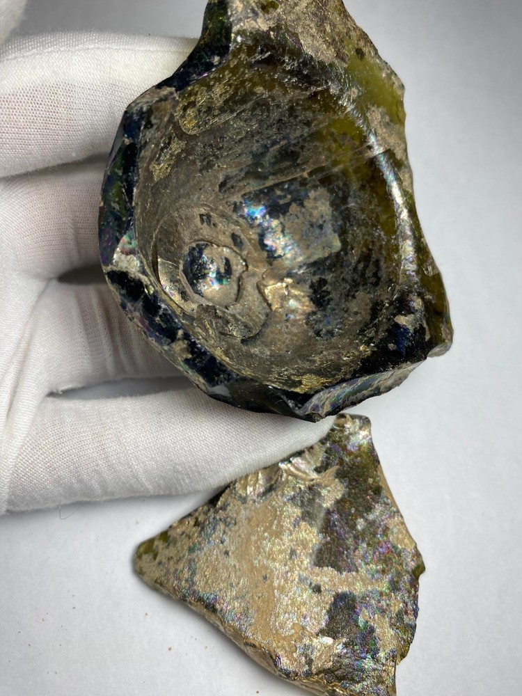 Certified Artifact Roman Glass Vessel Base Fragment with Pontil Scar 200AD