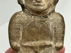 RARE PRE-COLUMBIAN ENGRAVED HUMAN EFFIGY OCARINA / WHISTLE FOUND IN ECUADOR