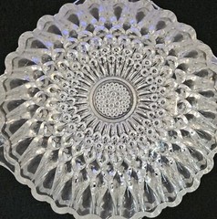 Set 6 Queens Necklace Pressed Glass Small Bowls w/ Handles & Tiny Hobnail Center