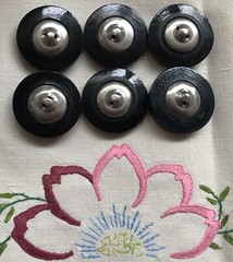 Set 6 Simichrome Tested Carved Bakelite Buttons Art Deco Modernist
