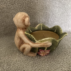 Fitz & Floyd-For All Seasons-Island Palms Ceramic Pottery Monkey Candlecup