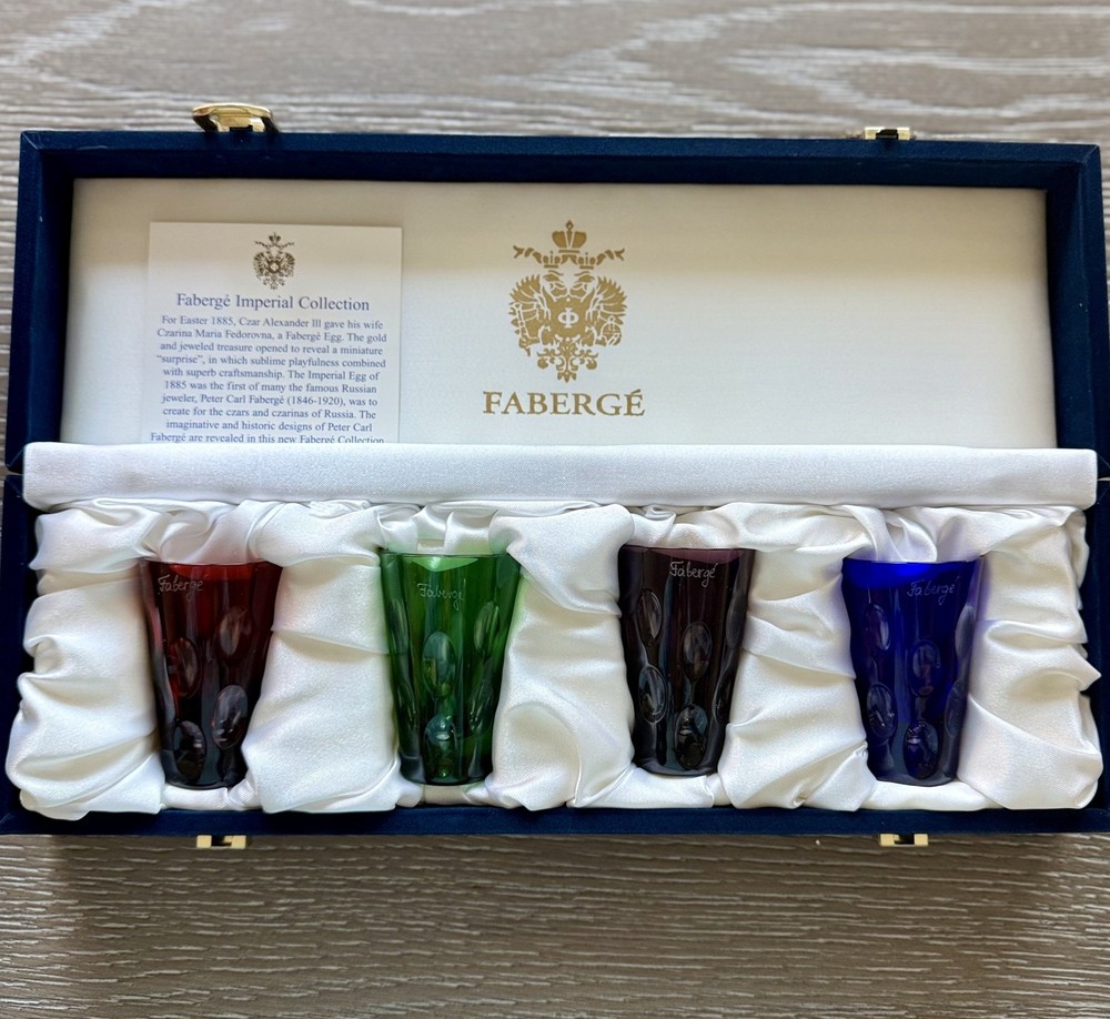 Faberge “Na Zdorovie” Bubble Vodka Shot Glasses- Set of 4 in original box