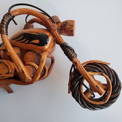 Wooden Motorcycle Model Handmade Chopper Collectible Sculpture Cycle 12″ 6″ 3″