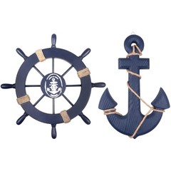 Handcrafted Nautical Ship Wheel & Anchor Decor – Perfect Beach-Themed Gift