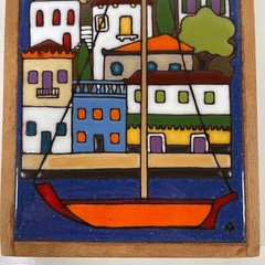 20th Century Greece Art Wall Décor Tile Terracotta Angelo Tsakirakis 8.5 x 4.5