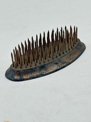 Vintage Oval Cast Metal Spike Flower Frog Display 3 1/8″ x 1 7/8″