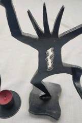 Vintage Original Ivan McLean Cut Steel Metal Sculpture Candle Holder Heart 1998