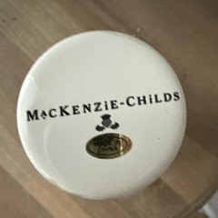Retired Mackenzie Childs Parchment Check 10 Oz Enamel Tumbler NWT Rare