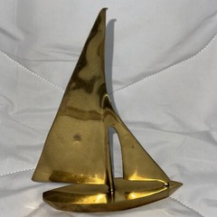 Vintage Brass Sailboat Modernist Design Mid Century Modern 71/2″ Tall