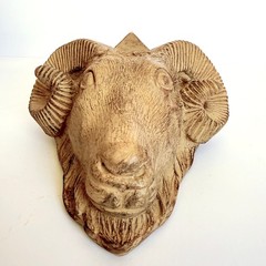 Faux Wood Ram Head Wall Shelves | Lodge Cabin Gothic Decor Aries Gift Set of 2