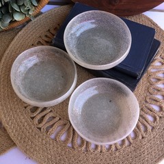 Vintage Hand Blown Clear Art Seed Bubble Glass Sauce Bowls Set Of 3