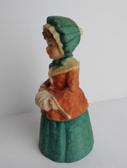 Vtg. Hand Painted Porcelain Bell Figurine 1980 Enesco Lady Dressed Old Fashion