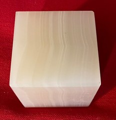 Vintage White Onyx Alabaster Stone Square Display Stand or Base Cube Paperweight
