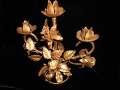 Vintage Italian Rose Tole Candelabra