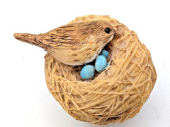 MARJOLEIN BASTIN Hallmark Bird Nest Clip Pair, Blue Eggs Ornaments Vintage, NEW