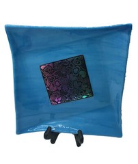 Beautiful Blue Art Glass Plate Dish Fun
