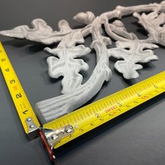Vintage Pediment Fall Oak Acorn Leaf Wall Decor Cast Aluminum Art Panel 21″x8″