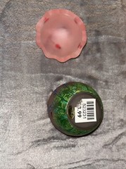 Vintage Unbranded Hand Painted Pink Frosted Glass Egg Flower Ladybug Easter