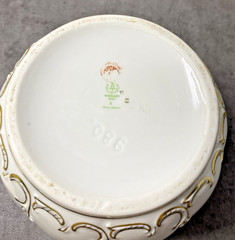 Vintage Hollohaza Hungary Hand Painted Floral Cachepot Planter Gold Gilt Vase