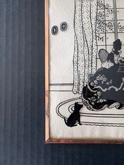 Pair of Victorian Reverse Painting Convex Glass Silhouette Pictures Vtg 1940s