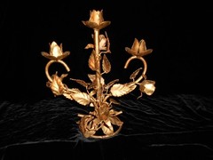 Vintage Italian Rose Tole Candelabra