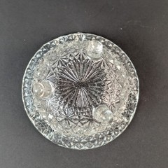 Vintage Fenton Ashtray Clear Pressed Glass Button and Daisy Pattern Made in USA