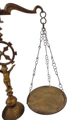 Vtg Solid Brass Cherub Table Decor Balance Justice Scale 50s 60s Mid-century