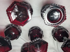 AVON 1876 CAPE COD COLLECTION Ruby Red Glass Wine Goblets 4 1/2” SET OF 6