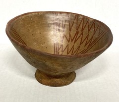 Pre-Columbian Hand Painted Pedestal Bowl- 5 1/2″ diameter, 3 1/2″ tall