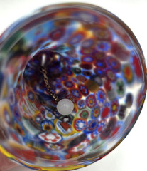 Murano Millefiori Glass Bell Italy Hand Blown Art Glass Original Label VTG