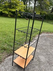 Longaberger Wrought Iron 5 Tier Stand Shelf with 2 Wood Shelves EUC Woodcrafts