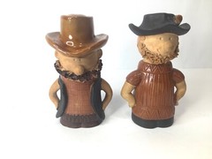 Large 6″ Clay Cowboys Farmers Men Salt and Pepper Shakers Brown Ranch Gift