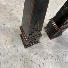 Vintage Neoclassical Green & Brass Obelisks Art Decor