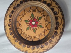 Vintage Wooden Pyrography Mandala Plate Hand Painted Decorative Wall Hanging Art