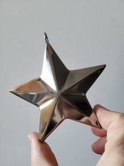 Modernist Metal Star Decor • Handcrafted Heavy Object • German Vintage Design