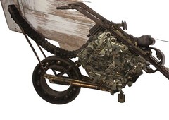 RARE OOAK Vintage Steam Punk ￼Weld Art Sculpture Figurine Chopper Motorcycle 22”