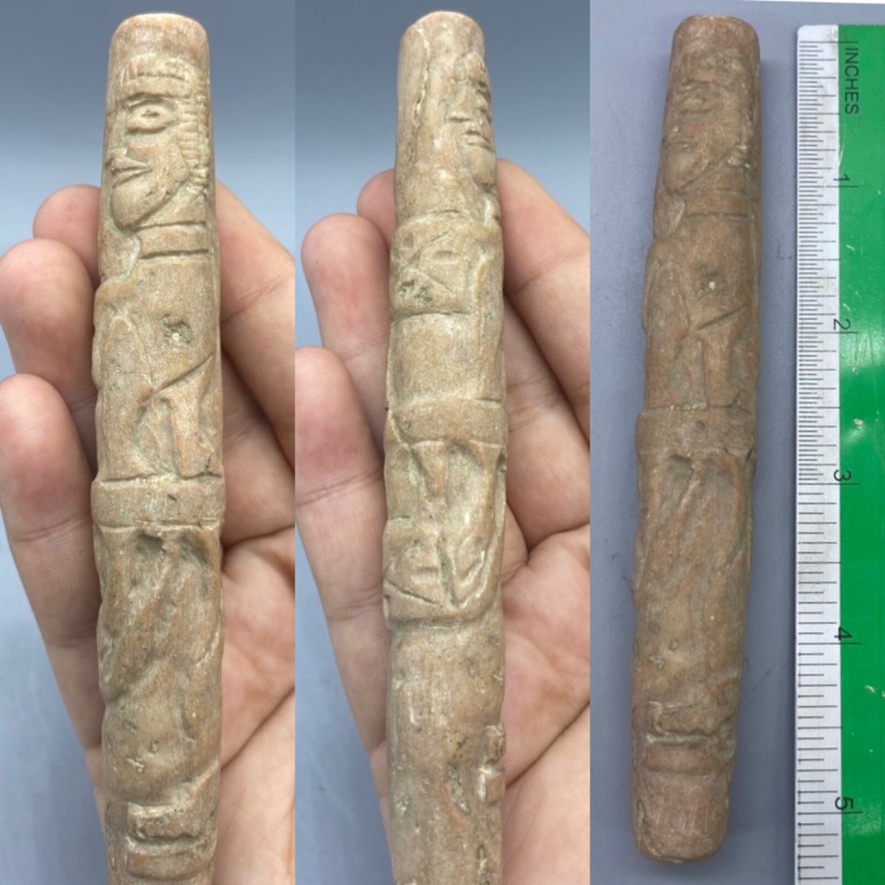 Large Pre Classic Jasper Stone Bactrian King Face Engraved Amazing Bead