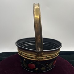 Tin Toleware Tole Ware Bucket Basket Metal Handpainted Apples Vintage