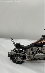 Vintage Motorcycle Metal Art Handcrafted Black Yellow Flame Great Condition 12″