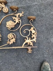WROUGHT IRON CANDELABRA. RARE. HEAVY. FIVE CANDLES. 37 IN WIDE! 30 Lb? Italian?