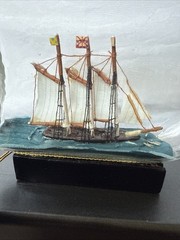 Vintage 3 Masted Schooner Ships In A Bottle Impressed Cork Seal John Madison