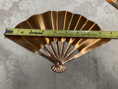 Vtg HOMCO Solid Copper Fan Plaques Set of 3 In Original Box MCM