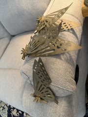 Vintage Brass Set of 3 Butterflies Wall Or Sitting Decor Metal Art