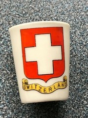 arcadian china small beaker ! switzerland crest .