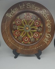 Vintage Hand Painted Berggren Norwegian Swedish Rosemaling Wall Hanging 12in