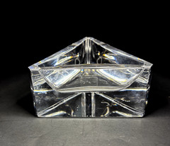 Vtg ATLANTIS Portugal Full Lead Crystal Triangle Trinket /Candy Dish MCM Style