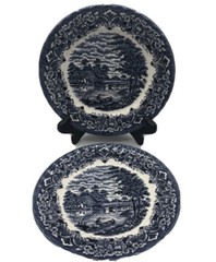 Royal Art Staffordshire Transfer Ware Blue And White 2 Plates