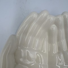 White Ceramic Praying Hands Decorative Trinket Dish Leaf & Berry Open Hands