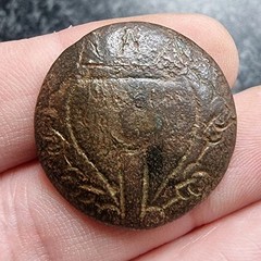 Post Medieval Button 17th Century Decorated Thistle Metal Detecting Find Antique