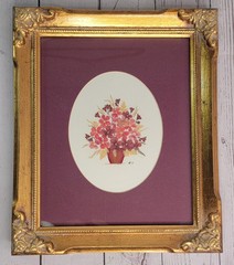 Gold Toned Wood Frame Press Flowers Gallery Wall Signed Louise Toluemke Kansas